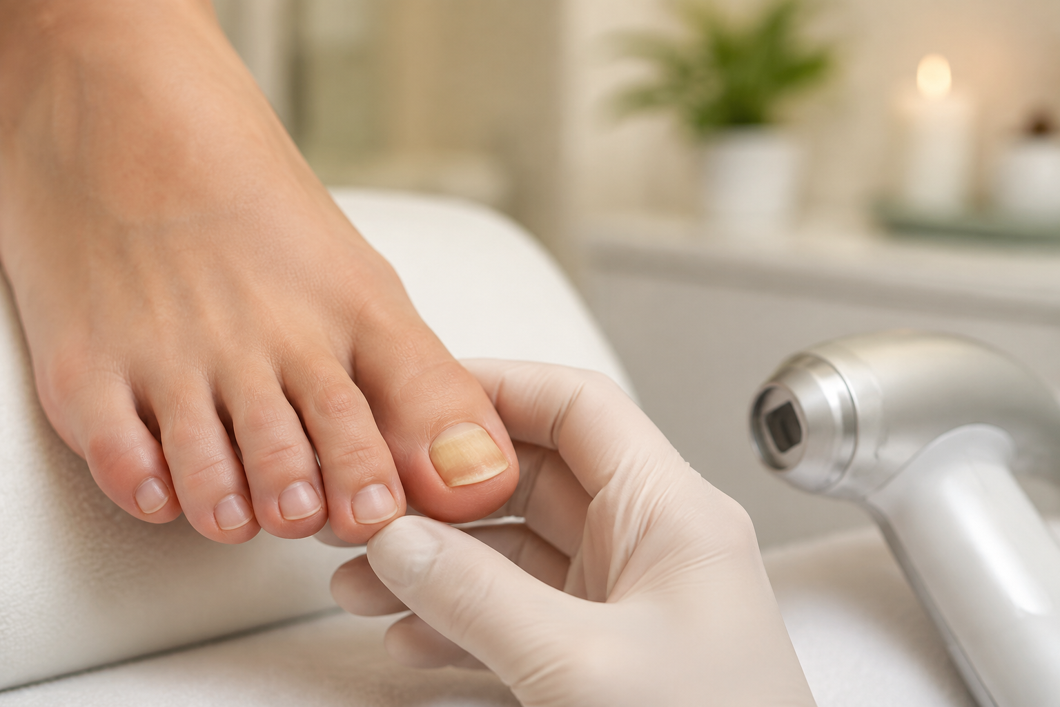 Traitement esthétique d’un ongle par laser diode